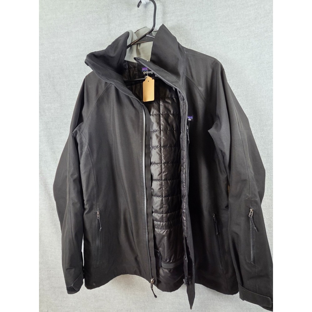Patagonia Recco Skiing Jacket Womens M Black Waterproof M Quilted Lining Zip Up